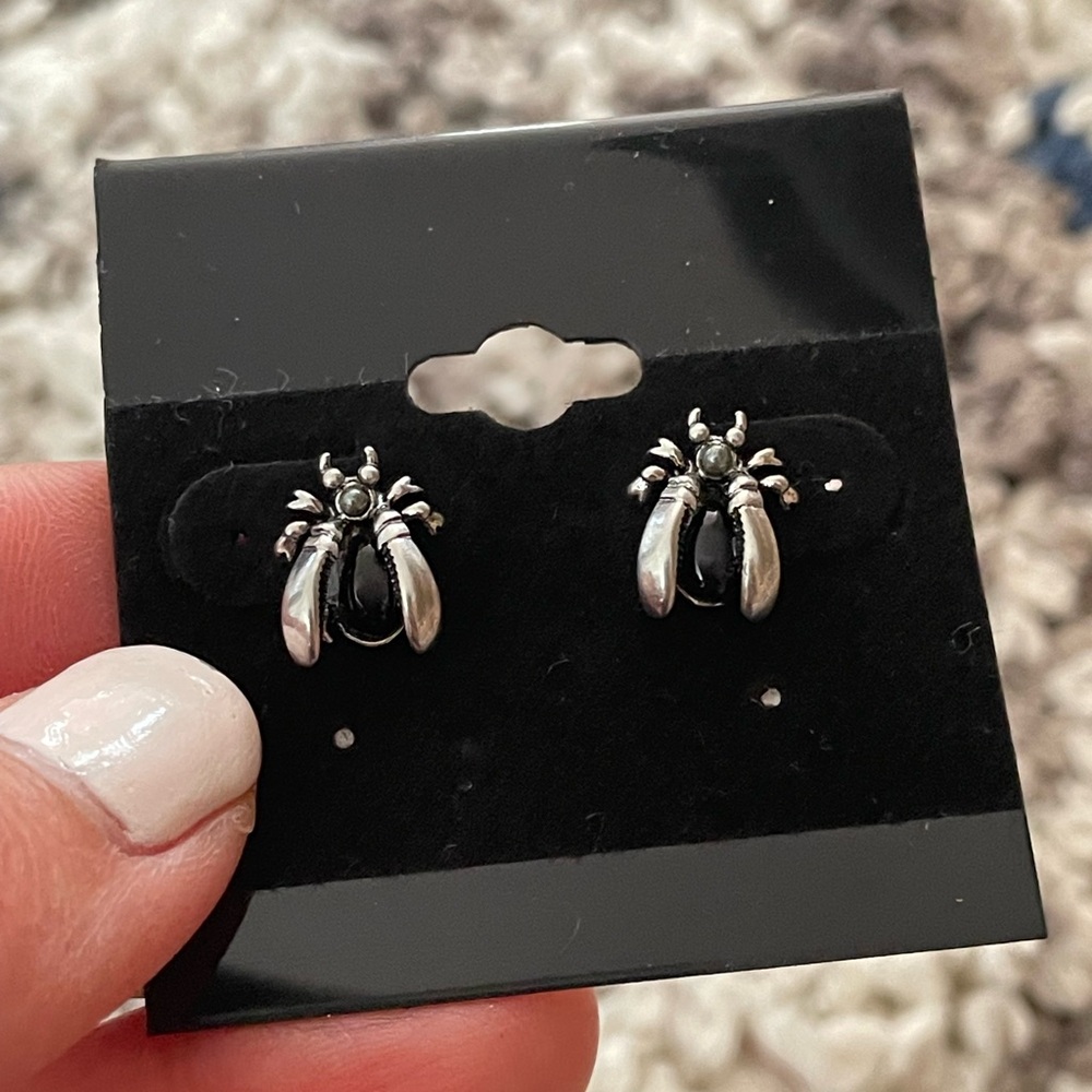Silver Insect Stud Earrings